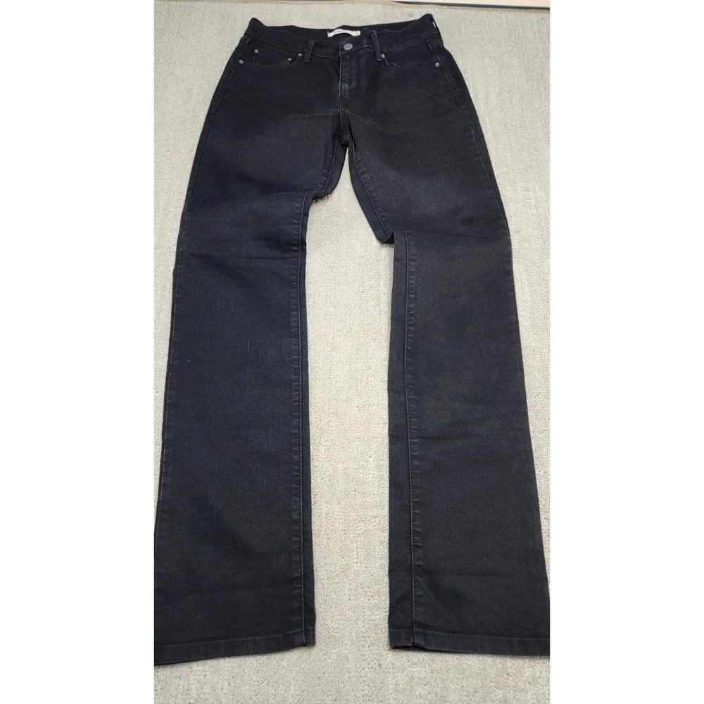 Levis‎ 505 Jeans Women 8 Straight Leg Black Stretch Denim Mom Biker Y2K Classic